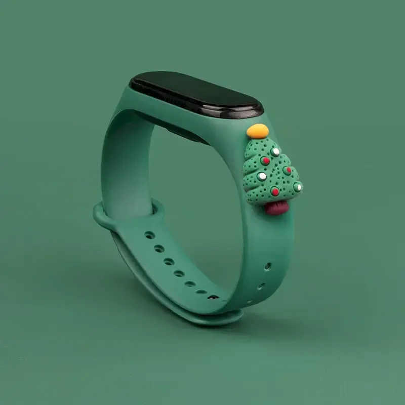 „Fusion Accessories“ Xmas Christmas Tree 2 išmaniojo laikrodžio dirželis, skirtas „Xiaomi Mi Band 5/6“ | Silikonas | žalias