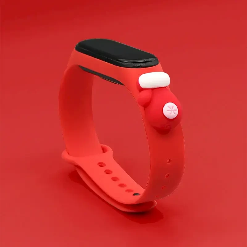 „Fusion Accessories“ Kalėdų pirštinės išmaniojo laikrodžio dirželis, skirtas „Xiaomi Mi Band 3/4“ | Silikonas | raudonas