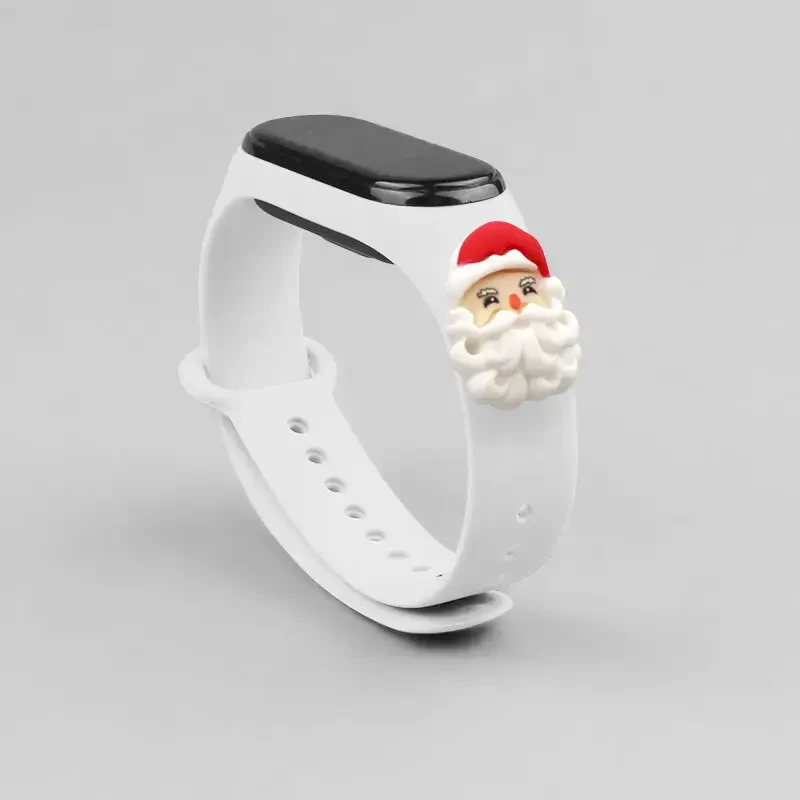 „Fusion Accessories“ kalėdinis Kalėdų Senelio išmaniojo laikrodžio dirželis, skirtas „Xiaomi Mi Band 3/4“ | Silikonas | baltas