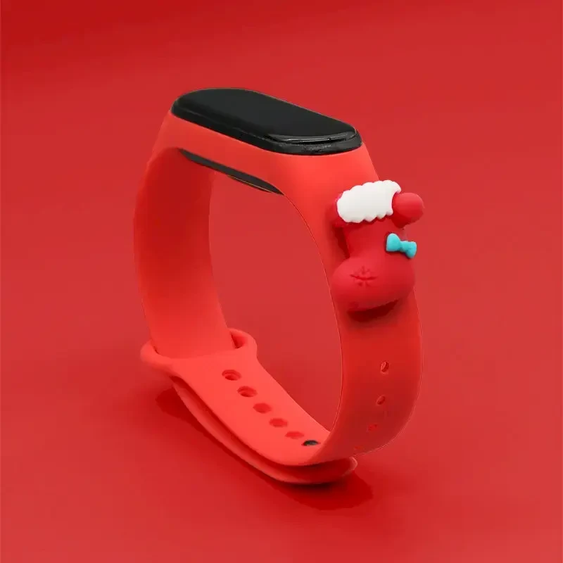 „Fusion Accessories“ kalėdinis kojinių formos išmaniojo laikrodžio dirželis, skirtas „Xiaomi Mi Band 3/4“ | Silikoninis | raudonas