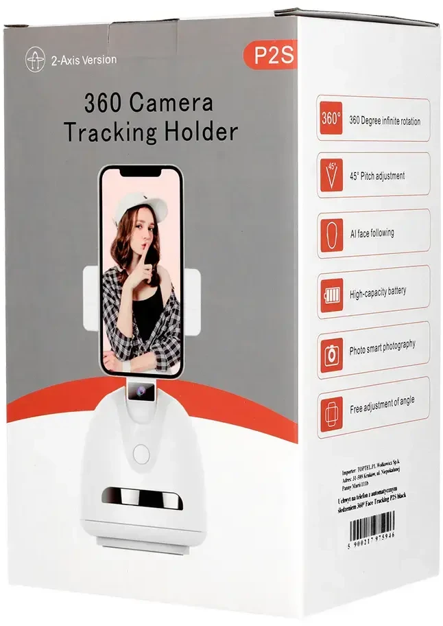 Oem Topt Telefono laikiklis su 360° veido sekimu P2S juodos spalvos