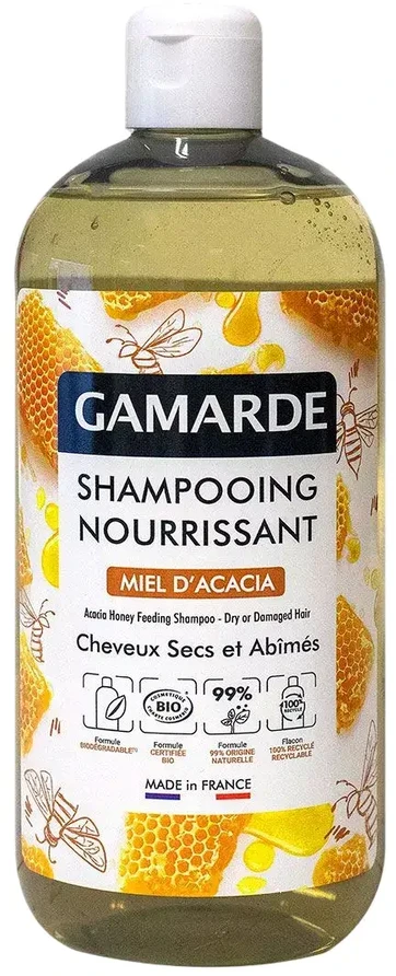 Gamarde Bio Acacia Honey plaukų priežiūros šampūnas sausiems ir pažeistiems plaukams, 500 ml
