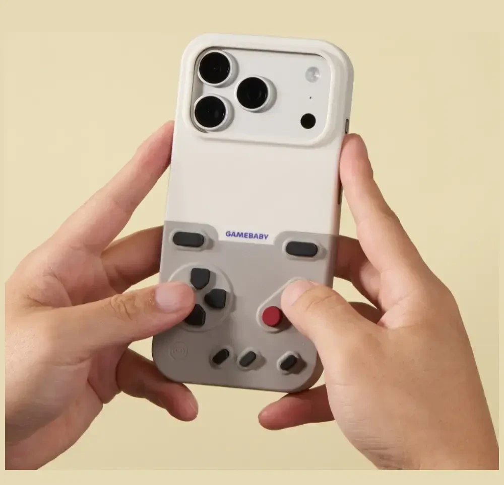 GAMEBABY dėklas su valdikliu, skirtas iPhone 17 Pro, pilkas