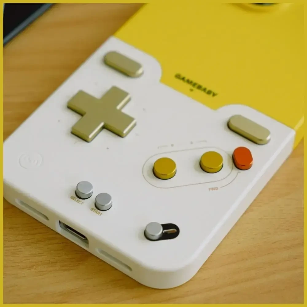 GAMEBABY dėklas su valdikliu, skirtas iPhone 16 Pro Max, geltonas
