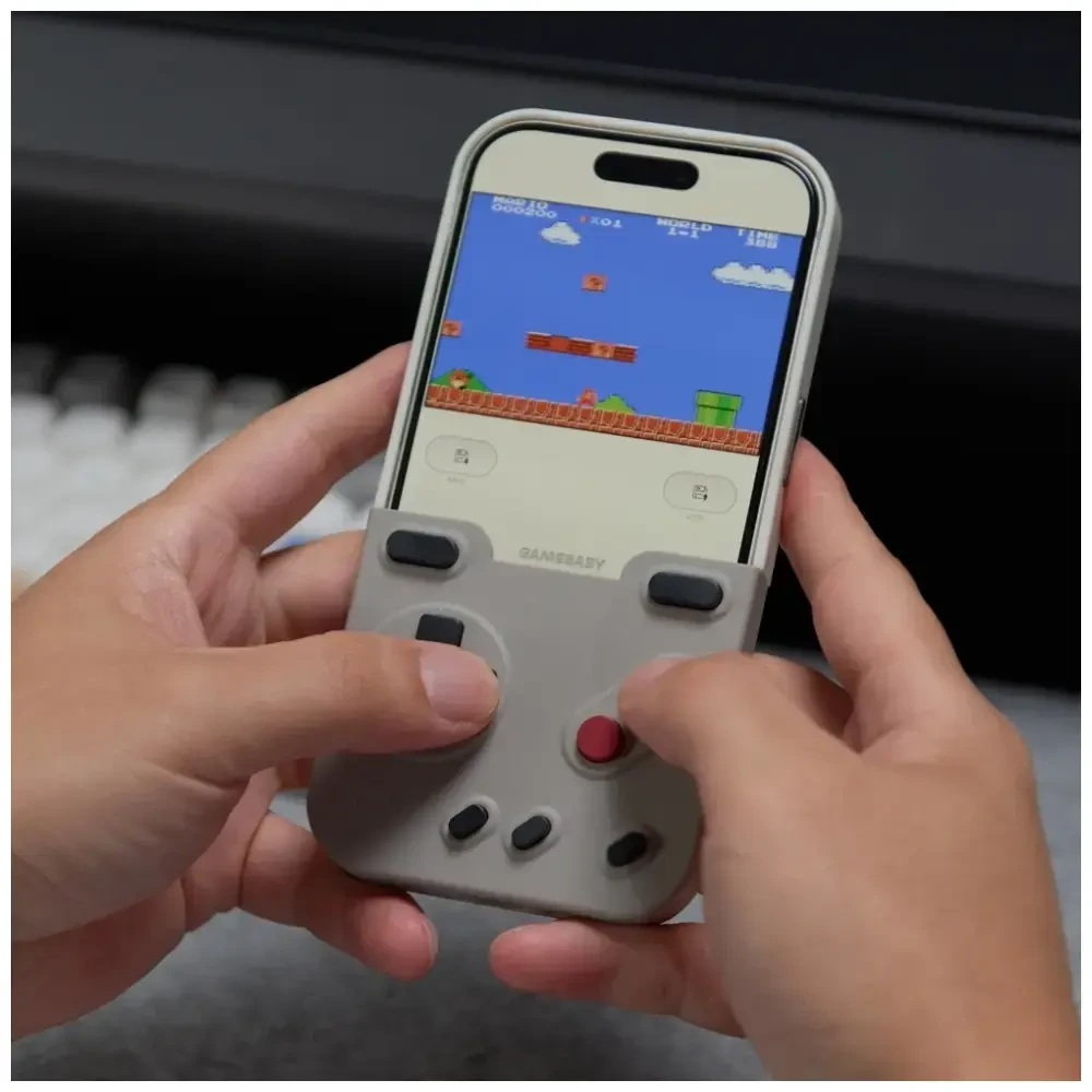 GAMEBABY dėklas su valdikliu, skirtas „iPhone 17 Pro Max“, pilkas