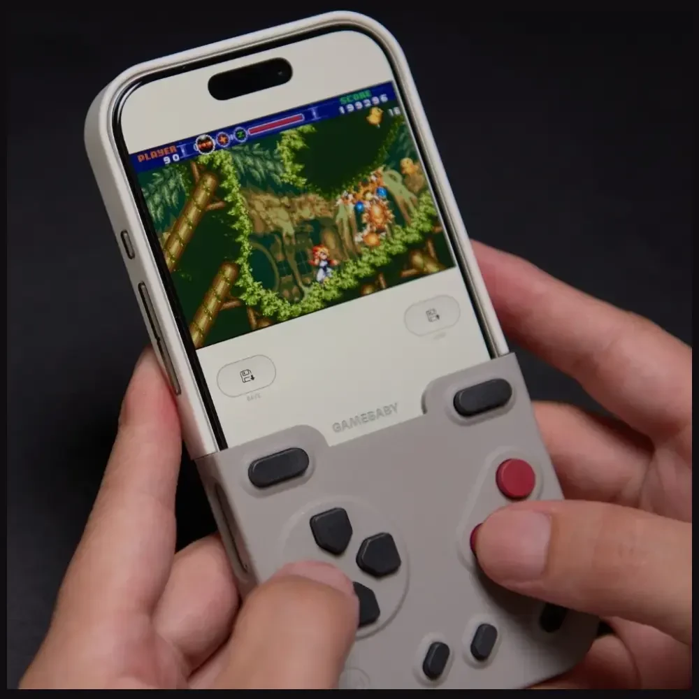 GAMEBABY dėklas su valdikliu, skirtas „iPhone 17 Pro Max“, pilkas