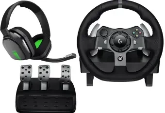 Komplektas: žaidimų vairas Logitech G920 + Ausinės ASTRO A10 Baltas (Skirta XBOX ir PC) 991-000487