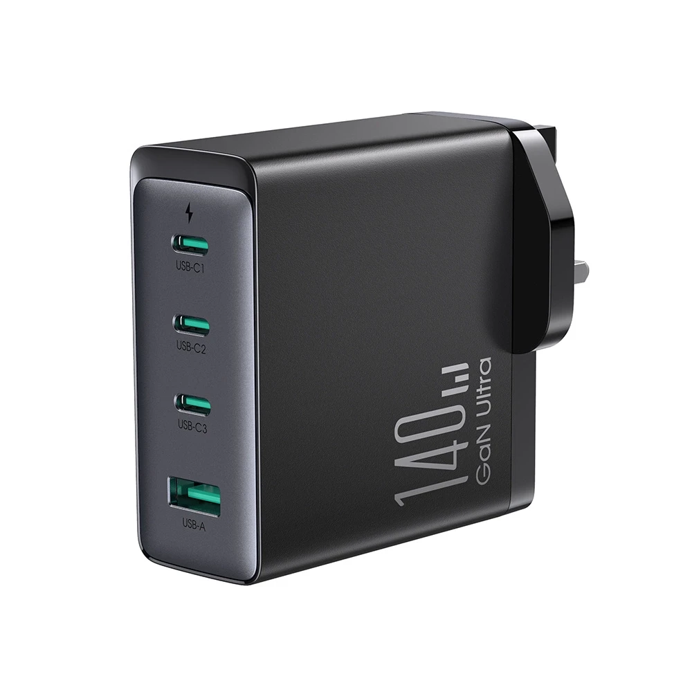 Įkroviklis GaN UK Joyroom JR-TCG05UK 140W 3x USB-C USB-A + kabelis USB-C / USB-C 240W 1.2m