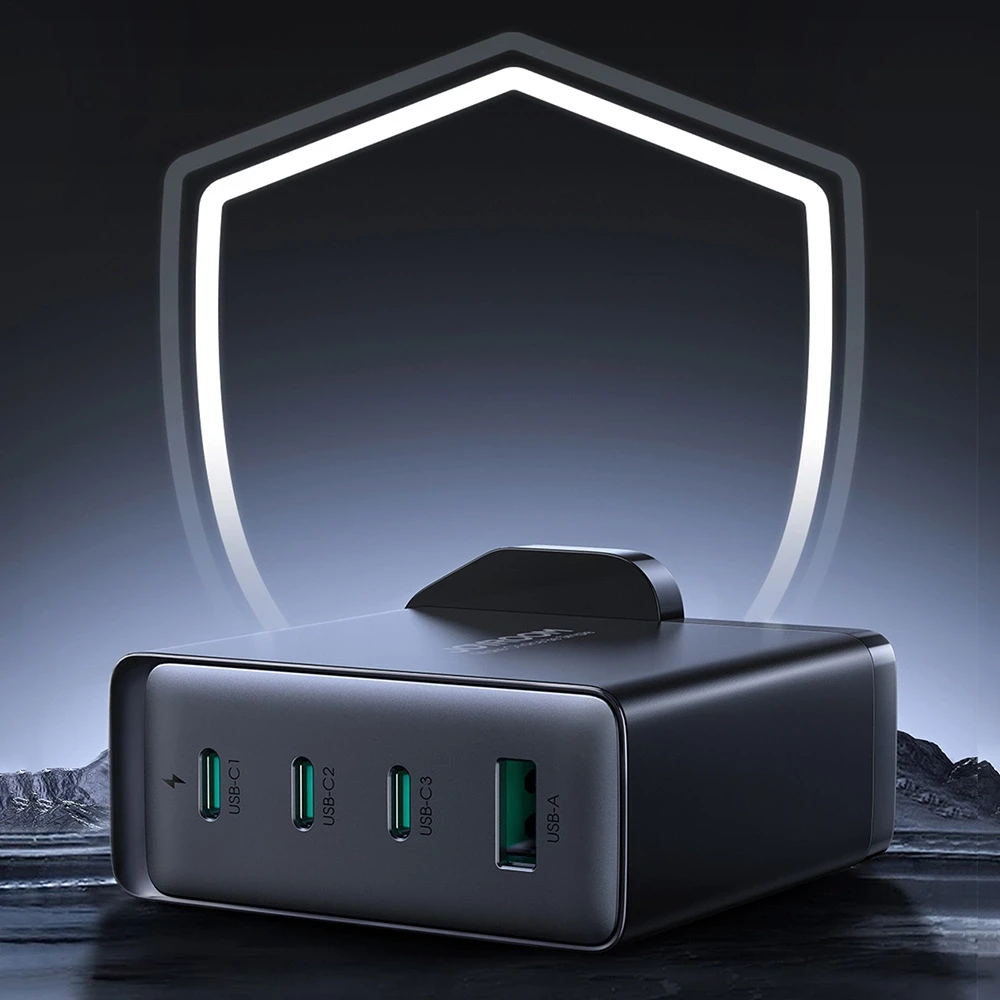 Įkroviklis GaN UK Joyroom JR-TCG05UK 140W 3x USB-C USB-A + kabelis USB-C / USB-C 240W 1.2m