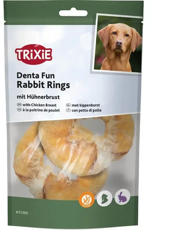 Trixie Denta Fun krążki su triušiena, šuniui, su piersią vištiena, o 9,5 cm, 100 g