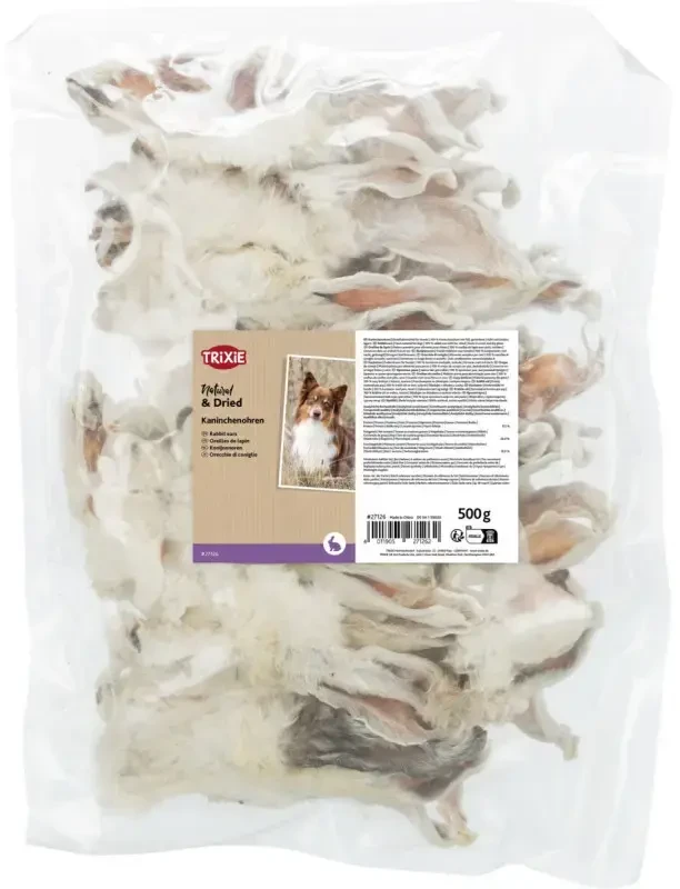 Trixie Triušių ausys su kailiu 500g