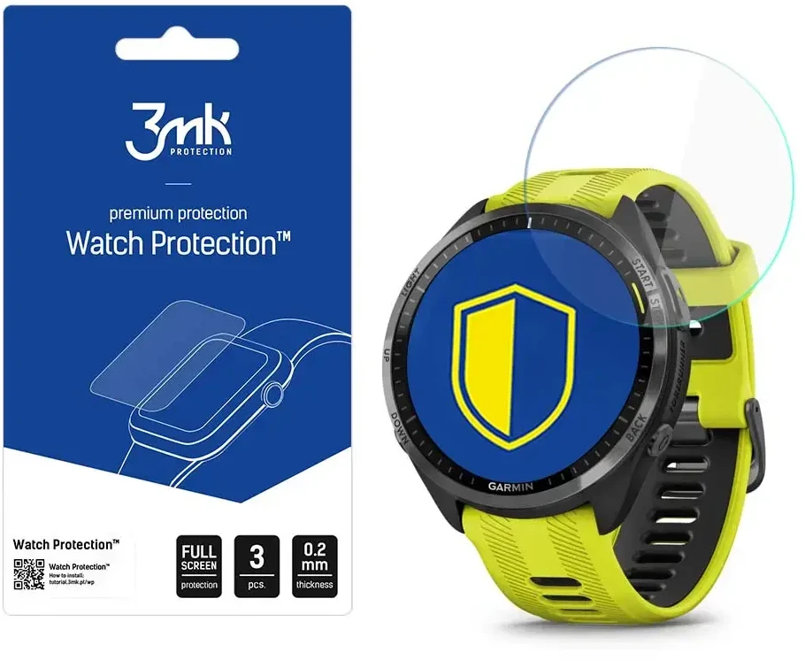 3MK plėvelė ARC, skirta Garmin Forerunner 965. Viso ekrano plėvelė.