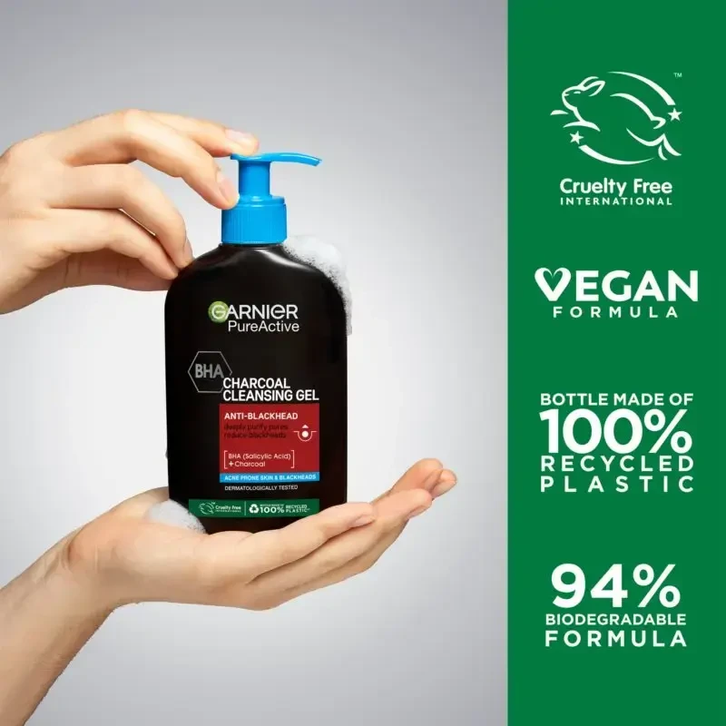 „Garnier Pure Active Charcoal Cleansing Gel“ valomasis gelis Unisex, 250 ml