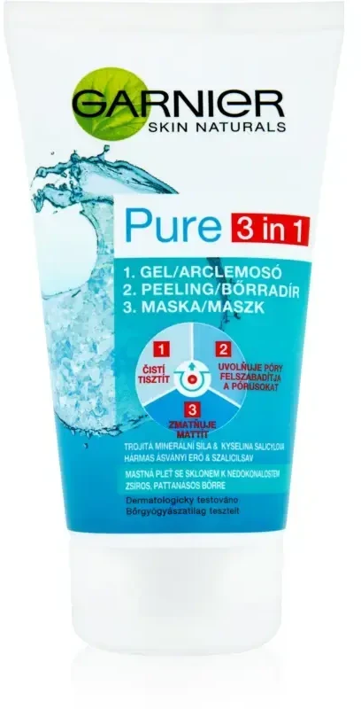 Garnier Pure Active 3in1 Clay Cleansing kreminis unisex, 150 ml
