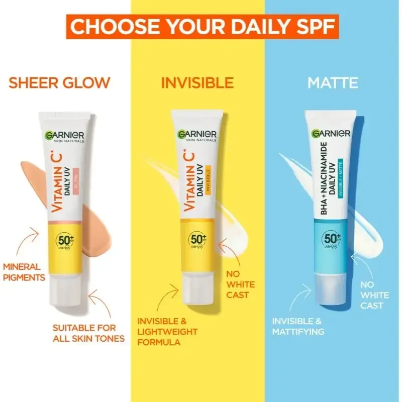 Garnier Grynas aktyvus BHA + niacinamidas Dieninis UV odos defektų šalinantis fluidas Kreminis