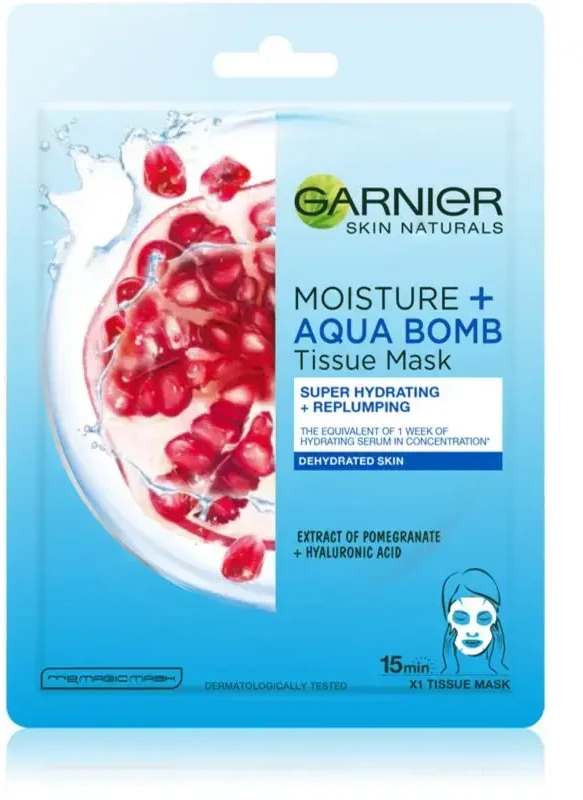 Garnier Skin Naturals Moisture + Aqua Bomb veido kaukė moterims, 1 vnt