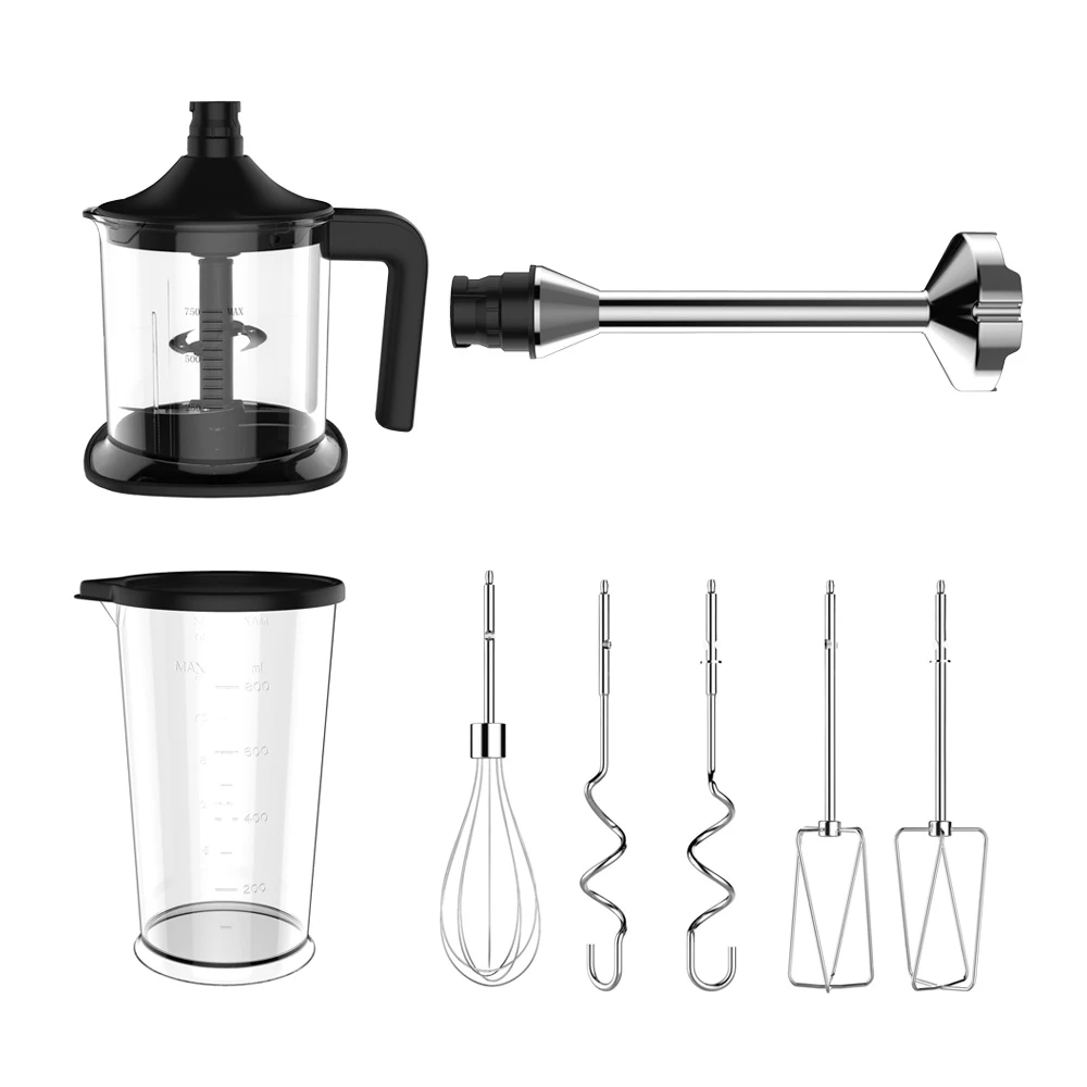 Plakiklis Gastroback Design Hand Mixer Pro 40983 Nerūdijantis plienas/Juodas, Hand mixer, 500 W, Greičių skaičius 5, Shaft material Nerūdijantis plienas, Mini chopper,
