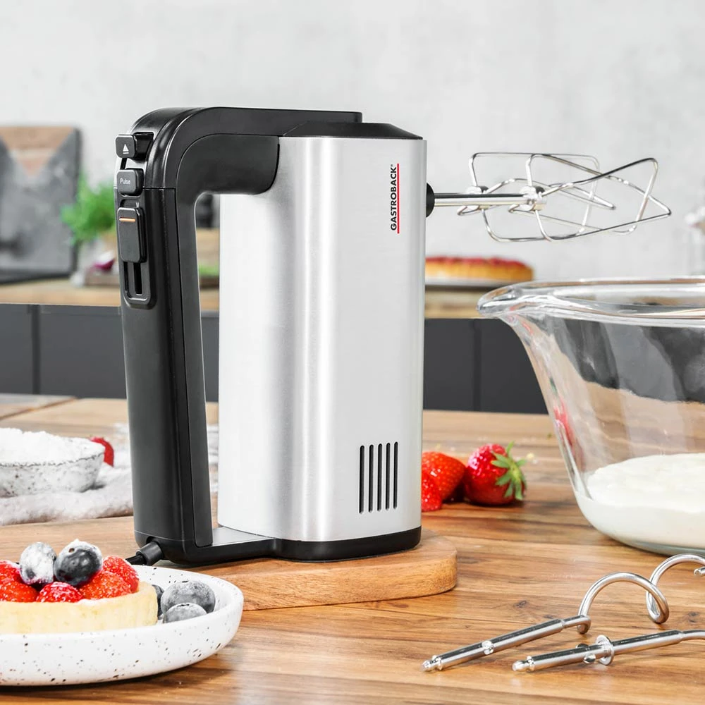 Plakiklis Gastroback Design Hand Mixer Pro 40983 Nerūdijantis plienas/Juodas, Hand mixer, 500 W, Greičių skaičius 5, Shaft material Nerūdijantis plienas, Mini chopper,