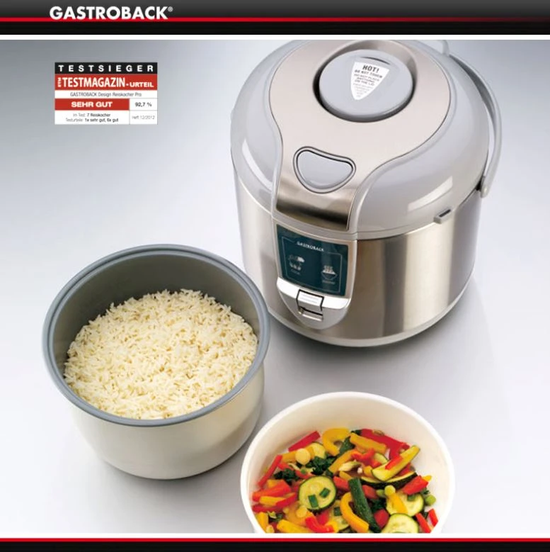 Gastroback mechaninė ryžių viryklė 42518 Sidabrinis, 700 W, Funkcijos Tinka virti ryžius, daržoves, taip pat tinka maisto temperatūrai palaikyti, pvz., sriuboms,