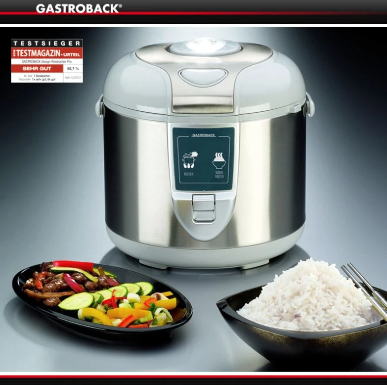Gastroback mechaninė ryžių viryklė 42518 Sidabrinis, 700 W, Funkcijos Tinka virti ryžius, daržoves, taip pat tinka maisto temperatūrai palaikyti, pvz., sriuboms,