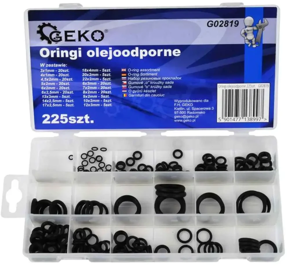 GEKO alyvai atsparūs O-žiedai 225 vnt