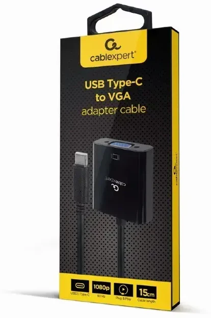 GEMBIRD USB Type-C į VGA adapterio laidas 15cm juodas