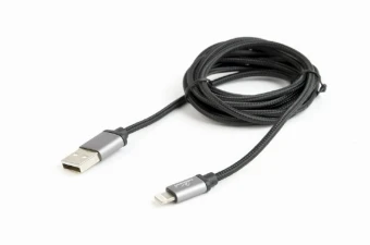 GEMBIRD CCB-mUSB2B-AMLM-6 Gembird USB–8 kontaktų kabelis, medvilninis pintas, metalinės jungtys, 1,8 m, juodas