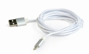 GEMBIRD CCB-mUSB2B-AMLM-6-S Gembird USB–8 kontaktų kabelis, medvilninis pintas, metalinės jungtys, 1,8 m, sidabrinis