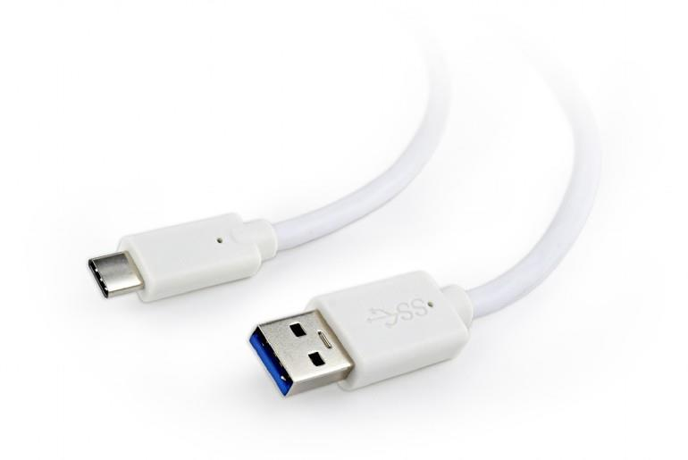 Kabelis USB Gembird USB-A - USB-C 0.5 m Baltas (CCP-USB3-AMCM-W-0.5M)