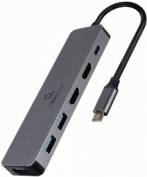 GEMBIRD A-CM-COMBO3-03 kelių prievadų adapteris C tipo USB 3in1 šakotuvas + HDMI + PD
