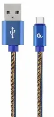 GEMBIRD CC-USB2J-AMCM-2M-BL Gembird Premium džinsai (džinsiniai) Type-C USB laidas su metalinėmis jungtimis, 2m, mėlynas