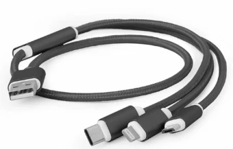 GEMBIRD CC-USB2-AM31-1M Gembird USB įkrovimo kombinuotas 3 viename laidas, juodas, 1m