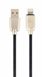 GEMBIRD CC-USB2R-AMLM-2M Gembird Premium guminis 8 kontaktų įkrovimo ir duomenų kabelis, 2m, juodas