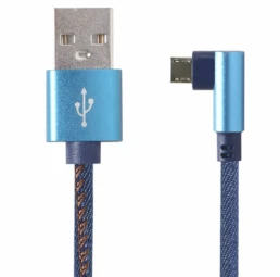 Kabelis USB 2.0 – microUSB 1m tekstilės pynė, kampinė Gembird jungtis