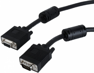 GEMBIRD CC-PPVGAX-10-B Gembird Premium VGA-Ext. HD15m/HD15f dvigubai ekranuotas su 2 feritu, 3m, juodas