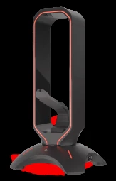 Ausinių stovas su pelės laido laikikliu Genesis Vanad 500 RGB, su pašvietimu, su USB šakotuvu, Juodas