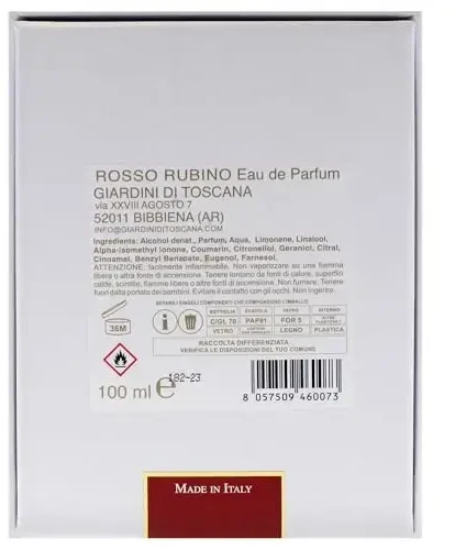 Giardini Di Toscana Rosso Rubino EDP parfumuotas vanduo unisex, 100 ml