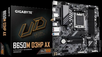 „Gigabyte“ | B650M D3HP AX 1.0 pagrindinė plokštė | Procesorių šeima AMD | Procesoriaus lizdas AM5 | DDR5 | Palaikomos standžiojo disko sąsajos SATA, M.2 | SATA jungčių skaičius 4