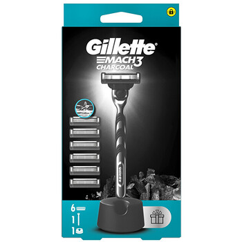 Gillette Mach3 Charcoal Skustuvas Vyrams, 1 Gillette Skustuvas + 6 Keičiamos Galvutės