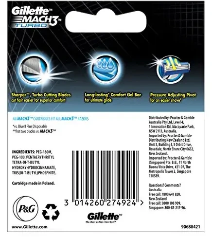 Gillette - Mach 3 Turbo Blades 8 Pcs
