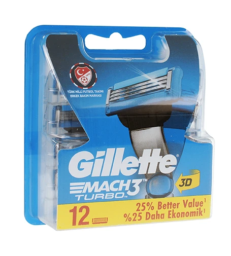 Gillette Mach3 Turbo Skustuvo Galvutės Vyrams, 12 Vnt.