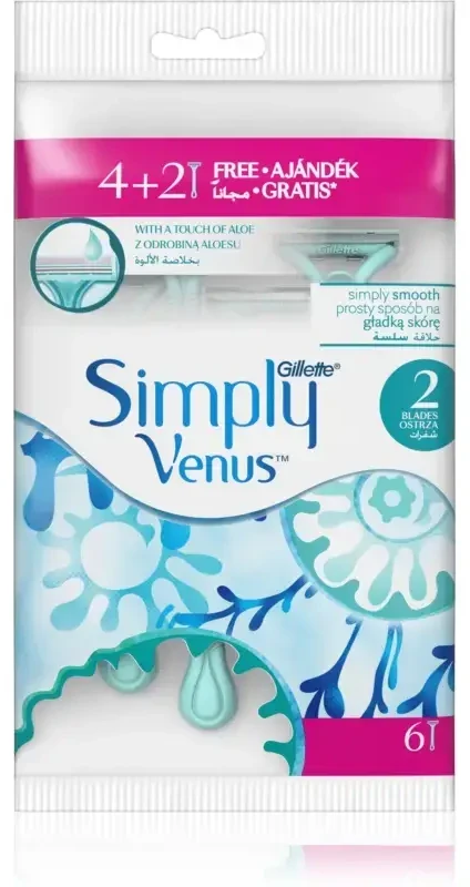 Gillette Vienkartiniai skustuvai VENUS Simply2 4+2 vnt.