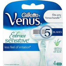 Gillette Venus Deluxe Smooth Sensitive Skustuvo Keičiamos Galvutės, 4 vnt