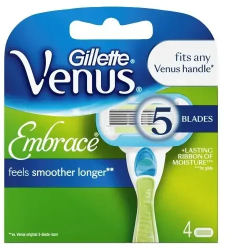 Gillette Venus Embrace ypač švelnūs skustuvo peiliukai, 4 vnt.