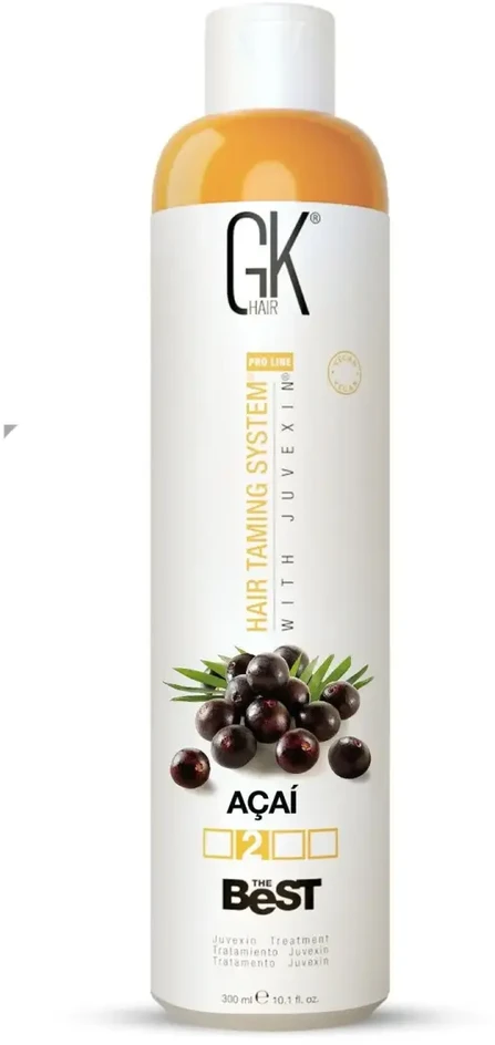 GK hair Global Keratin Geriausias Acai plaukų kreminis gydymas glotninimui, 300 ml