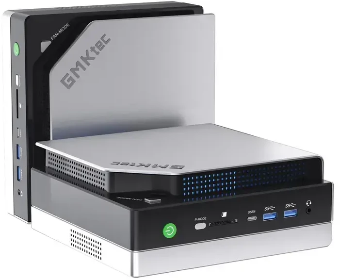 Mini PC - GMKtec EVO-X2 Ryzen AI Max+ 395, 64GB RAM, 1TB SSD, WiFi 7, Juoda/Sidabrinė