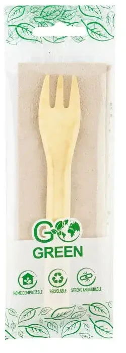 Gogreen kompostuojamas pikniko rinkinys (šakutė, servetėlė) Go Žalias / 0,01kg