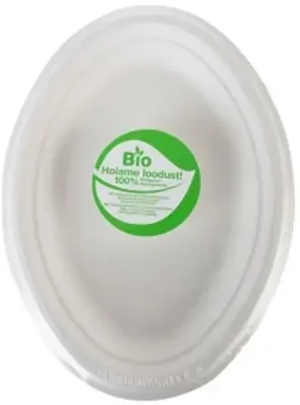 Gogreen kompostuojamos cukranendrių lėkštės Go Žalias ovalios 10 vnt. / 0,17 kg