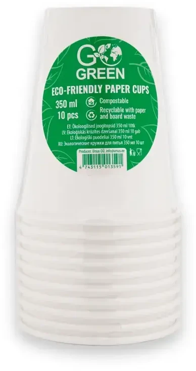 Gogreen Go Žalias ecological glasses 350ml 10 pcs. baltas
