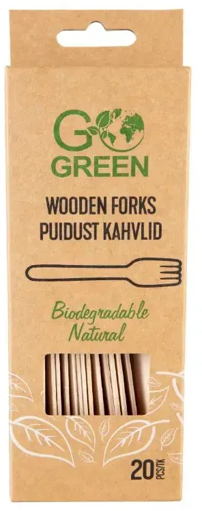 „GoGreen 1900960“ medinės šakutės, 20 vnt.